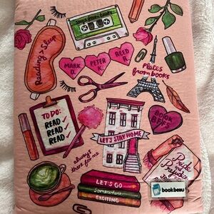 bookbeau Pink Illustrated Book Sleeve